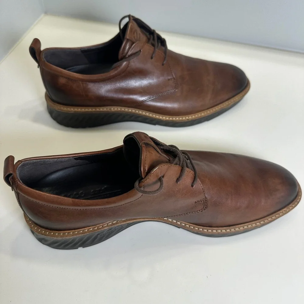ECCO ST.1 Hybrid Lite Mens Brown Leather Plain Toe Derby Shoes Business Casual